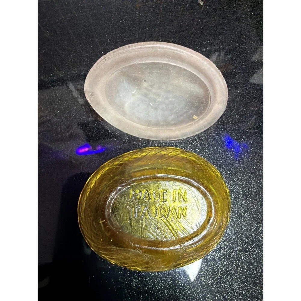 Vintage Westmoreland Mini Hen on Nest Amber Frosted Glass Salt Cellar 2.5”